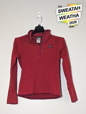 Patagonia Better Sweater 1/4 Zip Fleece Pullover Women's S Red Heather Cozy